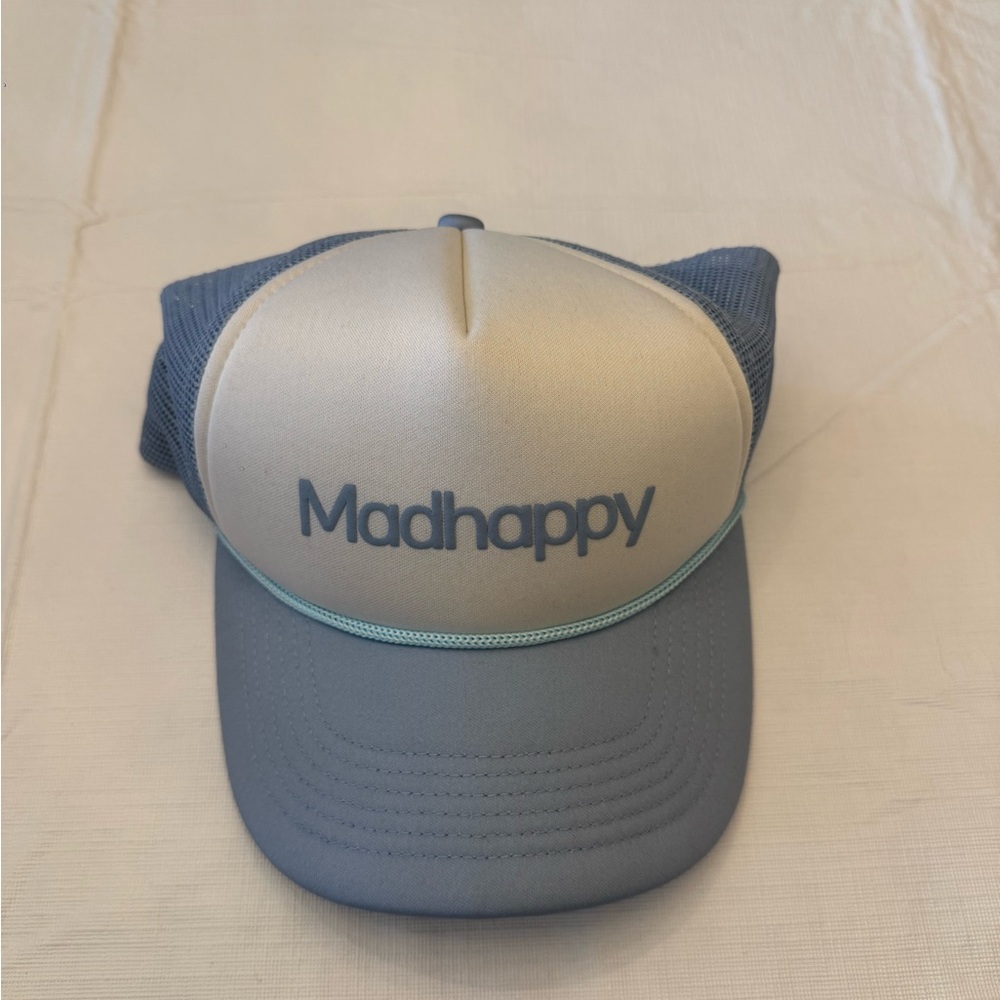 Madhappy Blue and Cream Trucker Hat with Playful Design